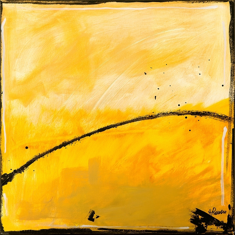 Abstraktes gelbes Leinwandbild, Yellow Sand, H. Romero