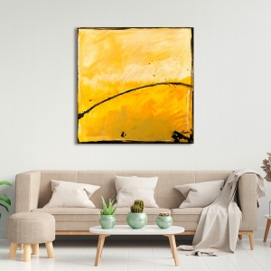 Tableau abstrait jaune sur toile, Yellow Sand de H. Romero