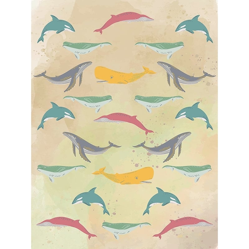 Poster moderno balene, stampa, Wildlife pattern IV (multicolor)