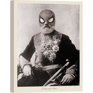 Vintage photo print with Spiderman mask, A Decorated Hero