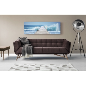 Wall art print and canvas. Pangea Images, Ocean Waves on a Jetty