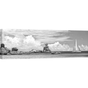 Cuadro en canvas, fotos de barcos. Velero en La Digue, Seychelles (BW)