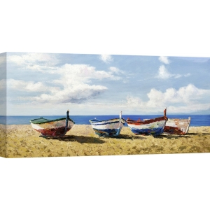 Cuadros de marinas en canvas. Pierre Benson, Barcos en la playa