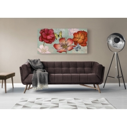 Wall art print and canvas. Eve C. Grant, Flowers and butterflies (Aqua)