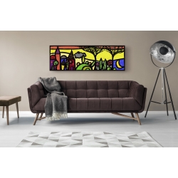 Wall art print and canvas. Wallas, Moon singing in the village