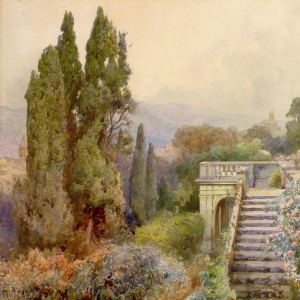 Leinwandbilder. Ettore Roesler-Franz, Terrasse der Villa d'Este
