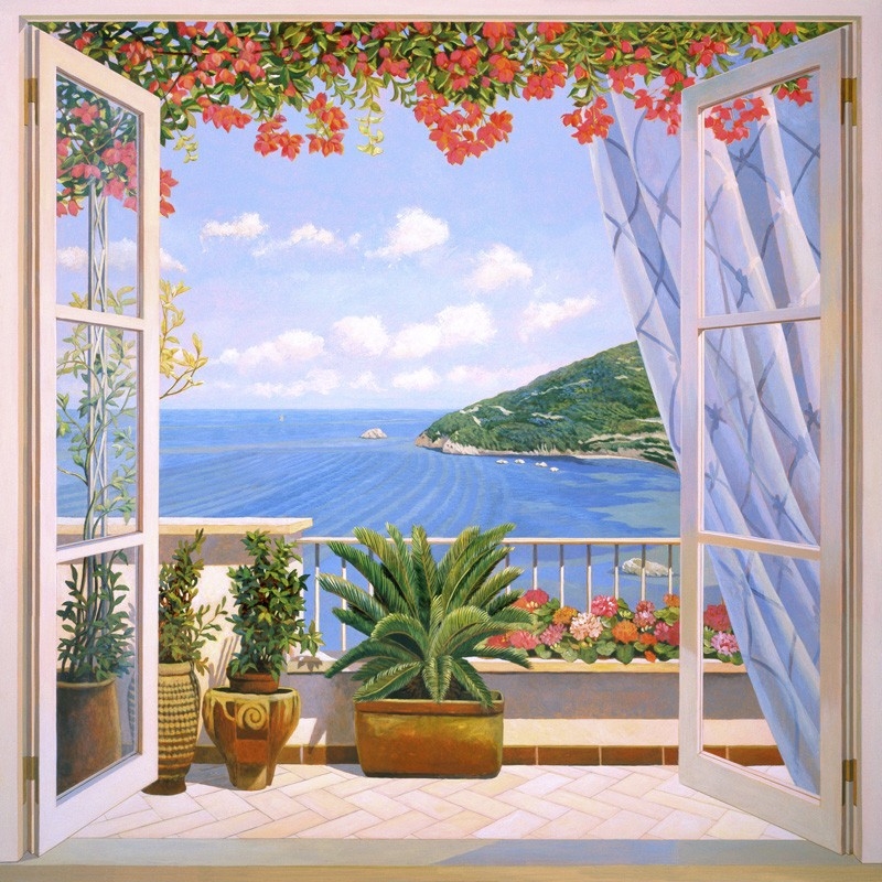 Wall art print and canvas. Andrea Del Missier, Window by the calm sea