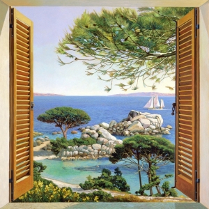 Cuadros ventana en canvas. Del Missier, Ventana al mar mediterraneo