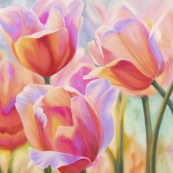 Leinwanddruck mit modernen Blumen. Tulips in Wonderland II