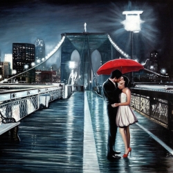 Leinwandbilder. Pierre Benson, Kuss auf der Brooklyn Bridge 