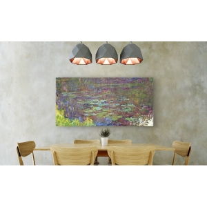 Tableau sur toile. Claude Monet, Nymphéas au coucher du solei