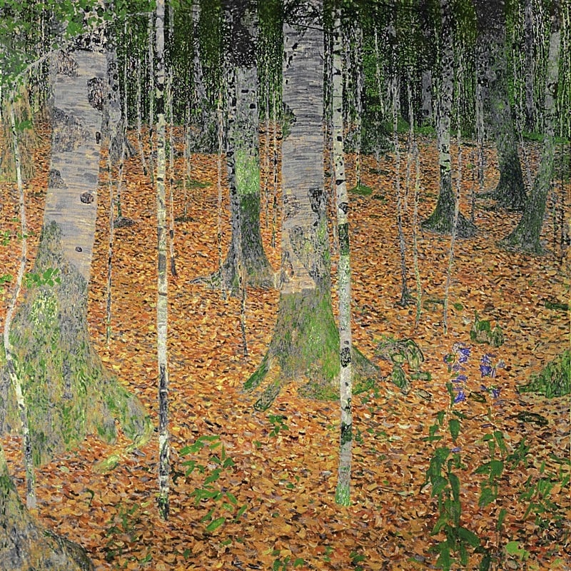Wall art print and canvas. Gustav Klimt, The Birch Wood