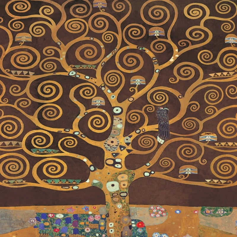 Wall art print and canvas. Gustav Klimt, Tree of Life (Brown Variation) II
