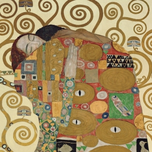 Cuadro famoso en canvas. Gustav Klimt, El abrazo (detalle)