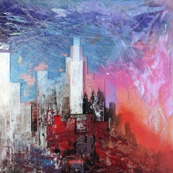 Cuadro abstracto moderno en canvas. Italo Corrado, Skyscraper
