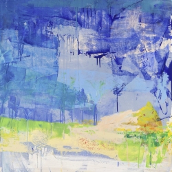 Cuadro abstracto azul en canvas. Italo Corrado, Noche tranquila I