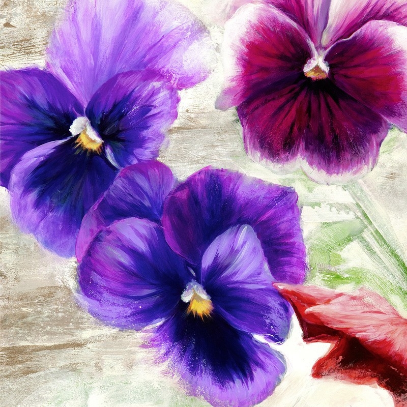 Tableau sur toile. Fleurs modernes, Violettes II