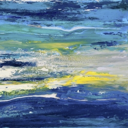 Abstrakte Leinwandbilder in Blau. Lucas, Flying Over the Sea II