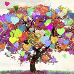 Cuadro pop en canvas. Malìa Rodrigues, Tree of Love (detalle)