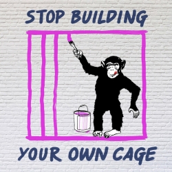 Wall art print and canvas. Masterfunk Collective, Chimp in Cage