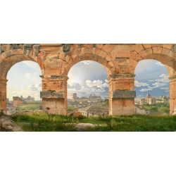 Quadro, stampa su tela. Christoffer Wilhelm Eckersberg, Veduta attraverso gli archi del Colosseo di Roma