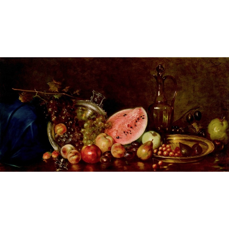 Wall art print and canvas. Nikolaos Wokos, Still life with fruit
