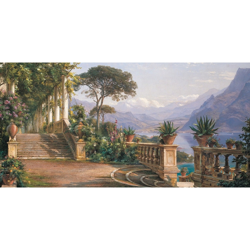 Cuadro en canvas. Carl Frederic Aagaard, Terraza con vistas al lago di Como