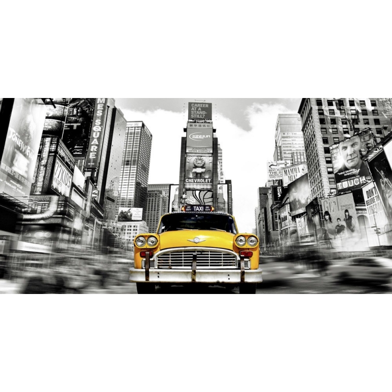 Wall art print and canvas. Julian Lauren, Vintage Taxi in Times Square, New York (detail)