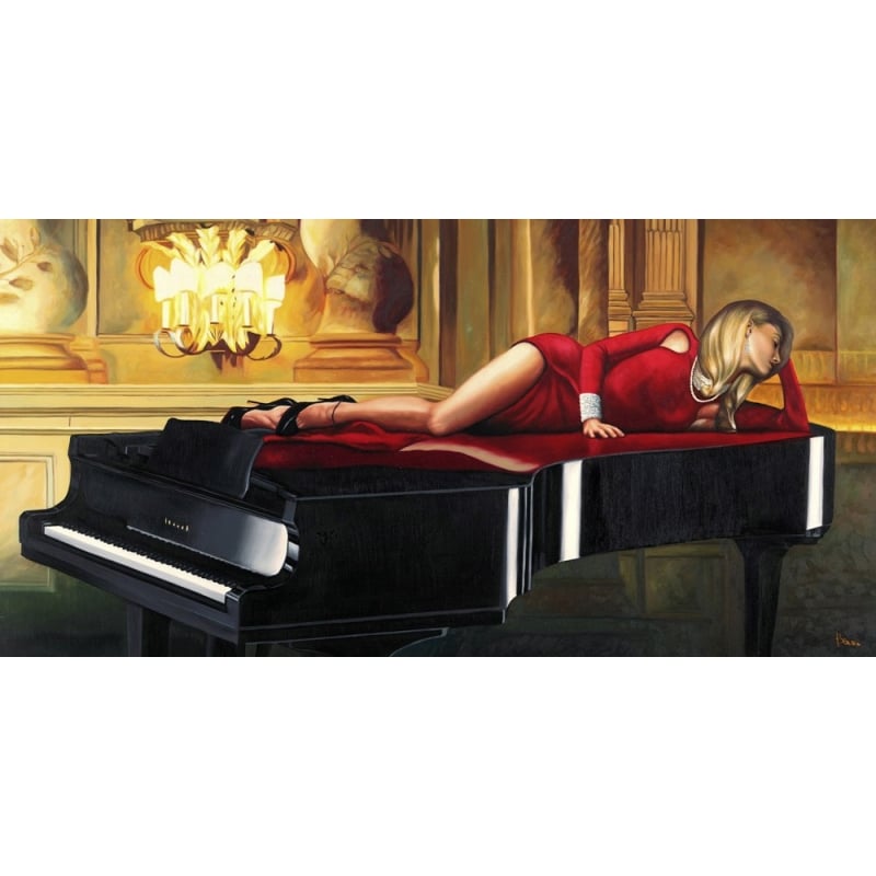 Wall art print and canvas. Pierre Benson, Piano Lady
