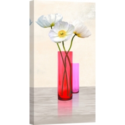 Quadro, stampa su tela. Cynthia Ann, Poppies in crystal vases (Purple II)