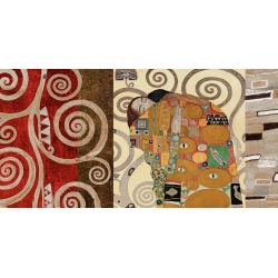 Wall art print and canvas. Gustav Klimt, Klimt Patterns – The Embrace (Pewter)