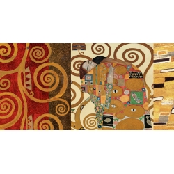 Leinwandbilder. Gustav Klimt, Klimt Patterns – Die Erfüllung (Gold)
