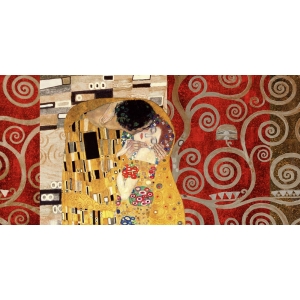Cuadro famoso en canvas. Klimt Patterns – El beso (Pewter)