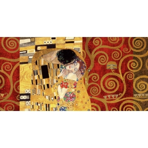 Leinwandbilder. Gustav Klimt, Klimt Patterns – Der Kuss (Gold)