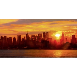Cuadros New York en canvas. Shaun Green, Puesta de sol sobre Manhattan