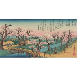Tableau Japonais. Hiroshige, Lueur du soir sur le pont de Koganei