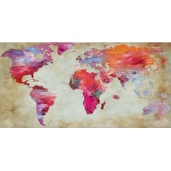 Tableau sur toile. Carte du Monde. World in colors