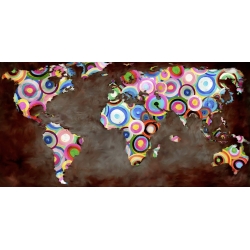 Tableau sur toile. Carte du Monde. World in circles