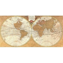 Cuadros mapamundi en canvas. Joannoo, Gilded World Hemispheres I