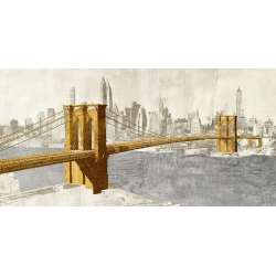 Wall art print and canvas. Joannoo, Gilded Brooklyn Bridge
