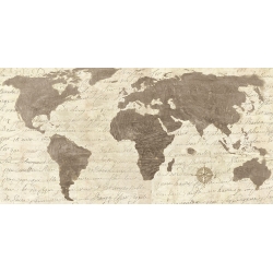 Tableau sur toile. Carte du Monde. Planisphère classique (Neutre)