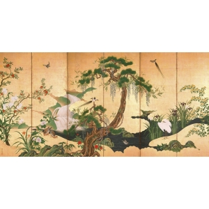 Cuadro japoneses en canvas. Primavera y verano pájaros y flores