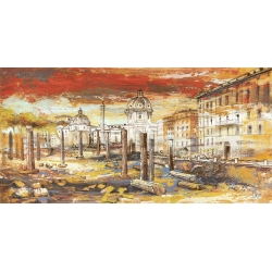 Wall art print and canvas. Luigi Florio, Sunset in Rome