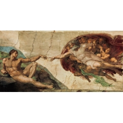 Quadro, stampa su tela. Michelangelo Buonarroti, La creazione di Adamo