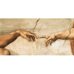 Wall art print and canvas. Michelangelo Buonarroti, Creation of Adam (detail)