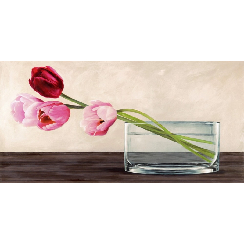 Tableau sur toile, fleurs modernes. Shin Mills, Modern composition, tulipes