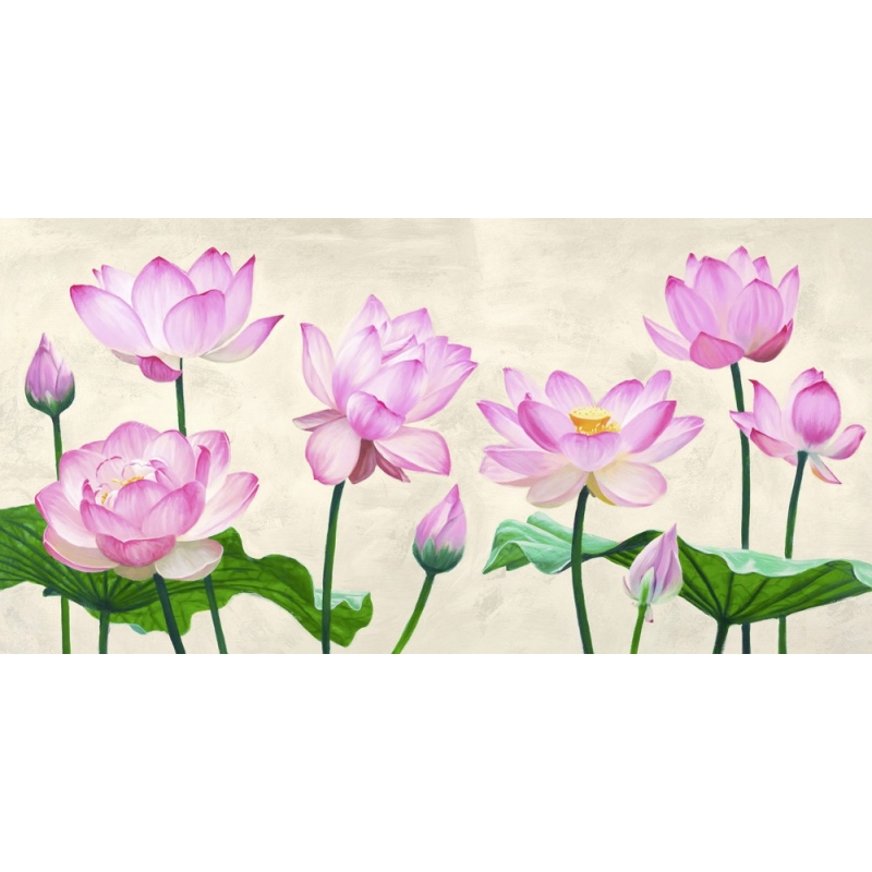 Leinwanddruck mit modernen Blumen. Shin Mills, Lotus Flowers
