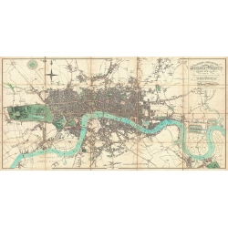 Quadro, stampa su tela. Edward Mogg, Mappa di Londra, 1806