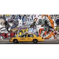 Quadro, stampa su tela. Michel Setboun, Taxi e muro con graffiti a Soho, New York