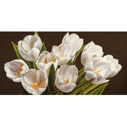 Tableau floral sur toile. Serena Biffi, Bouquet de tulipes